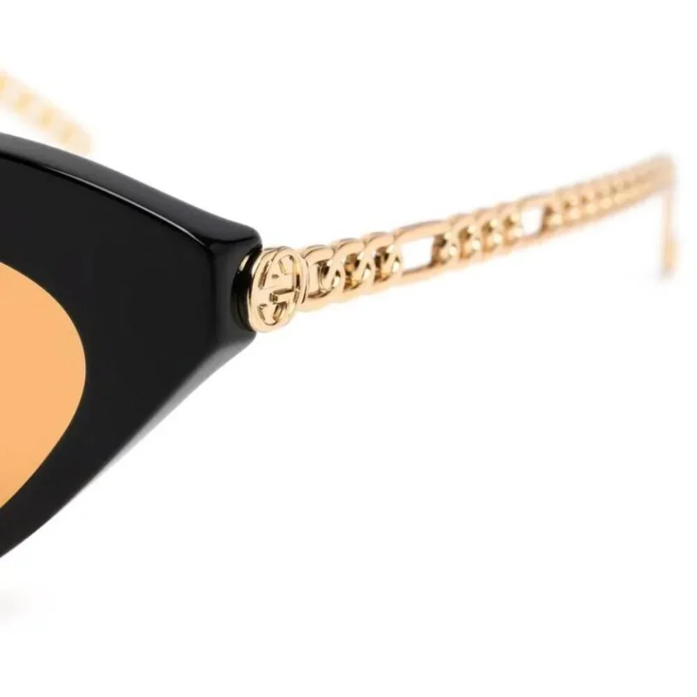 NWT Gucci GG0978S-002 Black Gold Cat Eye 52mm Sunglasses